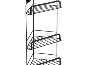 Croydex Stick ‘n’ Lock™ Three Tier Corner Basket - Matt Black