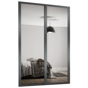 Spacepro Shaker 2 Wardrobe Door Kit Graphite Framed – 2×1 Panel Mirror – 1449mm (W)