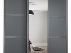 Spacepro Shaker 3 Wardrobe Door Kit Graphite Framed - 2x 3 Panel Shaker & 1x 1 Panel Mirror - 2136mm (W)