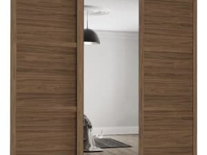 Spacepro Shaker 3 Wardrobe Door Kit Carini Walnut Framed - 2x 3 Panel Shaker & 1x 1 Panel Mirror - 2136mm (W)