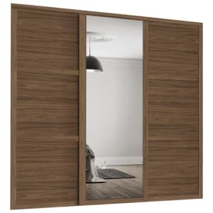 Spacepro Shaker 3 Wardrobe Door Kit Carini Walnut Framed – 2x 3 Panel Shaker & 1x 1 Panel Mirror – 2136mm (W)