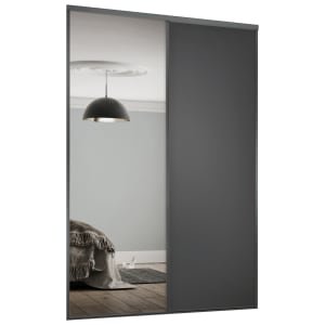 Spacepro Heritage 2 Wardrobe Door Kit Graphite Framed – 1x 1 Panel Shaker & 1x 1 Panel Mirror – 1489mm (W)