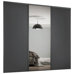 Spacepro Heritage 3 Wardrobe Door Kit Graphite Framed – 2x 1 Panel Shaker & 1x 1 Panel Mirror – 2672mm (W)