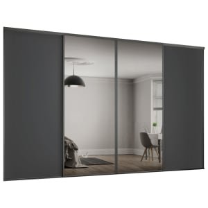 Spacepro Heritage 4 Wardrobe Door Kit Graphite Framed – 2x 1 Panel Shaker & 2x 1 Panel Mirror – 2370mm (W)