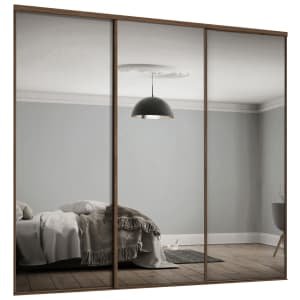 Spacepro Heritage 3 Wardrobe Door Kit Carini Walnut Framed – 3x 1 Panel Mirror – 2261mm (W)