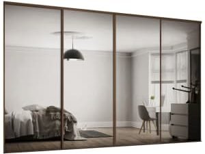 Spacepro Heritage 4 Wardrobe Door Kit Carini Walnut Framed - 4x 1 Panel Mirror - 2978mm (W)