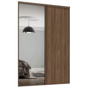 Spacepro Heritage 2 Wardrobe Door Kit Carini Walnut Framed – 1x 1 Panel Shaker & 1x 1 Panel Mirror – 1793mm (W)