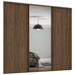 Spacepro Heritage 3 Wardrobe Door Kit Carini Walnut Framed – 2x 1 Panel Shaker & 1x 1 Panel Mirror – 2672mm (W)