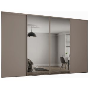 Spacepro Heritage 4 Wardrobe Door Kit Stone Grey Framed – 2x 1 Panel Shaker & 2x 1 Panel Mirror – 2978mm (W)