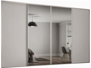 Spacepro Heritage 4 Wardrobe Door Kit Dove Grey Framed - 2x 1 Panel Shaker & 2x 1 Panel Mirror - 2978mm (W)