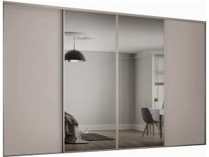 Spacepro Heritage 4 Wardrobe Door Kit Cashmere Framed - 2x 1 Panel Shaker & 2x 1 Panel Mirror - 3586mm (W)