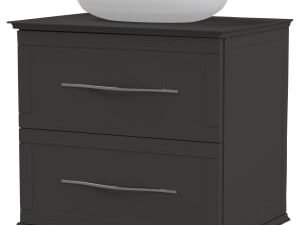 Duarti by Calypso Kentchurch Strata Grey Wall Hung Vanity with Bredon Countertop Basin, Worktop & Chrome Handles - 600mm