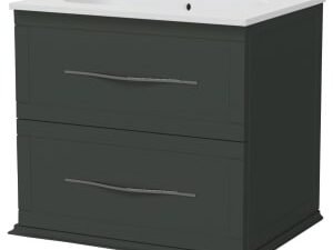 Duarti by Calypso Kentchurch Juniper Green Wall Hung Vanity with Farley Recessed Basin & Chrome Handles - 600mm