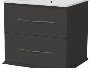 Duarti by Calypso Kentchurch Strata Grey Wall Hung Vanity with Farley Recessed Basin & Chrome Handles - 600mm