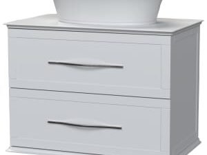 Duarti by Calypso Kentchurch Glacier White Wall Hung Vanity with Hanbury Countertop Basin, Worktop & Chrome Handles - 750mm