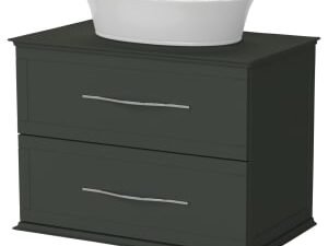 Duarti by Calypso Kentchurch Juniper Green Wall Hung Vanity with Hanbury Countertop Basin, Worktop & Chrome Handles - 750mm