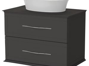 Duarti by Calypso Kentchurch Strata Grey Wall Hung Vanity with Hanbury Countertop Basin, Worktop & Chrome Handles - 750mm