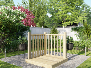 Power Timber Decking Kit Handrails on Two Sides - 1.2 x 1.2m