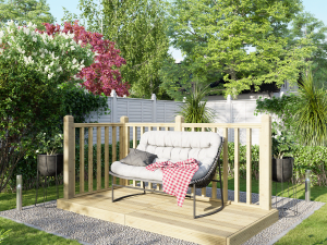 Power Timber Decking Kit Handrails on Two Sides - 1.2 x 2.4m