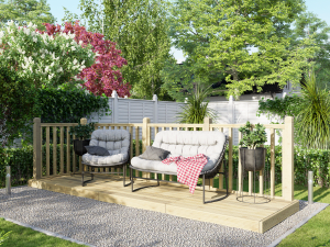 Power Timber Decking Kit Handrails on Two Sides - 1.2 x 4.2m