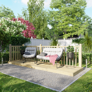 Power Timber Decking Kit Handrails on Two Sides – 1.2 x 4.2m