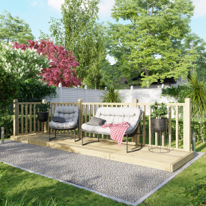 Power Timber Decking Kit Handrails on Two Sides – 1.2 x 4.8m