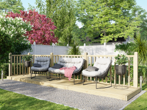 Power Timber Decking Kit Handrails on Two Sides - 1.2 x 5.4m