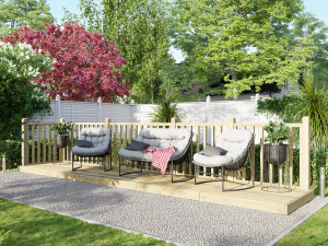 Power Timber Decking Kit Handrails on Two Sides - 1.2 x 6m