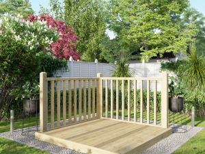 Power Timber Decking Kit Handrails on Two Sides - 1.8 x 1.8m