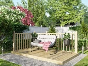 Power Timber Decking Kit Handrails on Two Sides - 1.8 x 3m