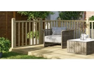 Power Timber Decking Kit Handrails on Two Sides - 1.8 x 3.6m