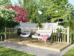 Power Timber Decking Kit Handrails on Two Sides - 1.8 x 4.8m