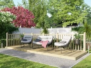 Power Timber Decking Kit Handrails on Two Sides - 1.8 x 5.4m