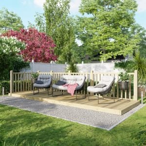 Power Timber Decking Kit Handrails on Two Sides – 1.8 x 5.4m