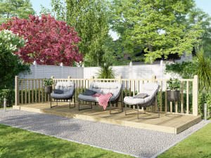 Power Timber Decking Kit Handrails on Two Sides - 1.8 x 6m