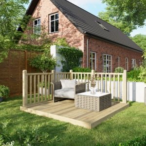 Power Timber Decking Kit Handrails on Two Sides – 2.4 x 2.4m