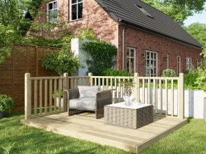 Power Timber Decking Kit Handrails on Two Sides - 2.4 x 3m