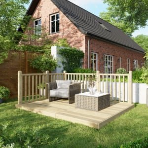 Power Timber Decking Kit Handrails on Two Sides – 2.4 x 3m