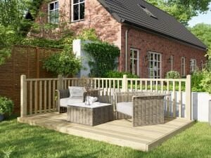 Power Timber Decking Kit Handrails on Two Sides - 2.4 x 3.6m