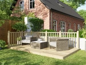 Power Timber Decking Kit Handrails on Two Sides - 2.4 x 4.2m