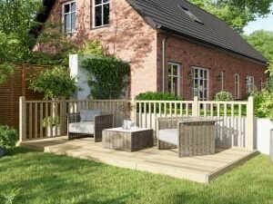 Power Timber Decking Kit Handrails on Two Sides - 2.4 x 4.8m