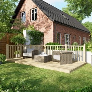 Power Timber Decking Kit Handrails on Two Sides – 2.4 x 4.8m