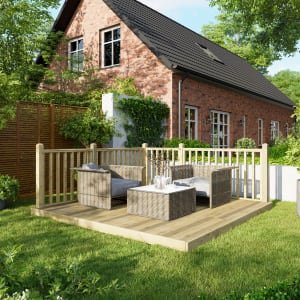 Power Timber Decking Kit Handrails on Two Sides – 3 x 3m