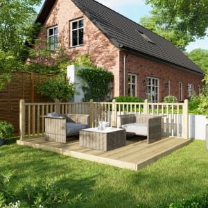 Power Timber Decking Kit Handrails on Two Sides – 3 x 3.6m