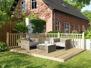 Power Timber Decking Kit Handrails on Two Sides - 3 x 4.2m