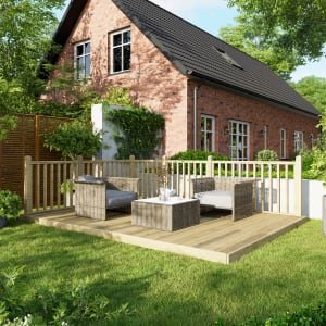 Power Timber Decking Kit Handrails on Two Sides – 3 x 4.2m