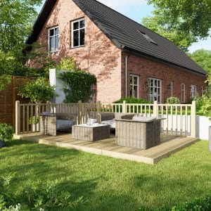 Power Timber Decking Kit Handrails on Two Sides – 3 x 4.8m