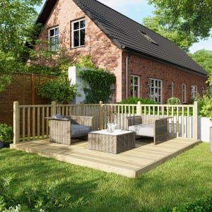 Power Timber Decking Kit Handrails on Two Sides – 3.6 x 3.6m