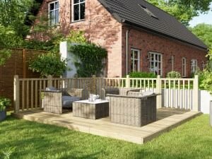 Power Timber Decking Kit Handrails on Two Sides - 3.6 x 4.2m