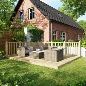 Power Timber Decking Kit Handrails on Two Sides – 3.6 x 4.2m